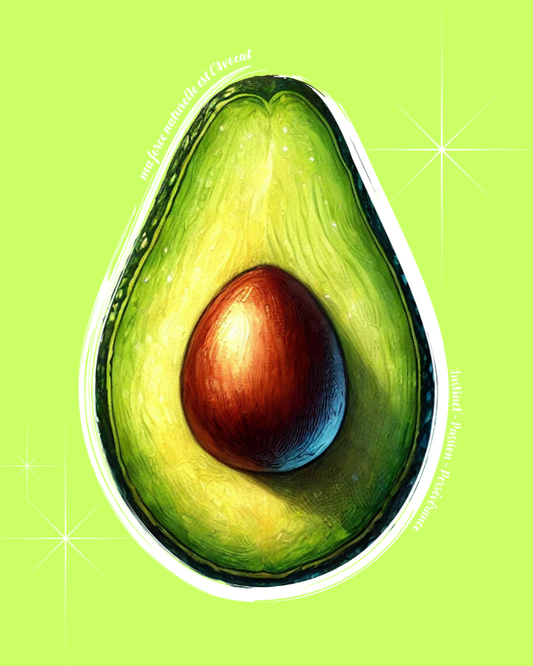 Hoodie de qualité supérieure « Les forces naturelles » — couleur lime — étampe Avocat — détail de l'étampe