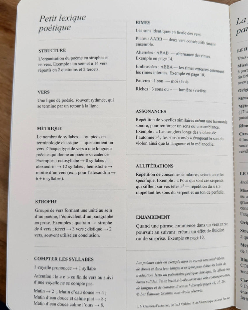 Carnet de poésie — Force naturelle de l’Edamame, journaling guidé, page lexique