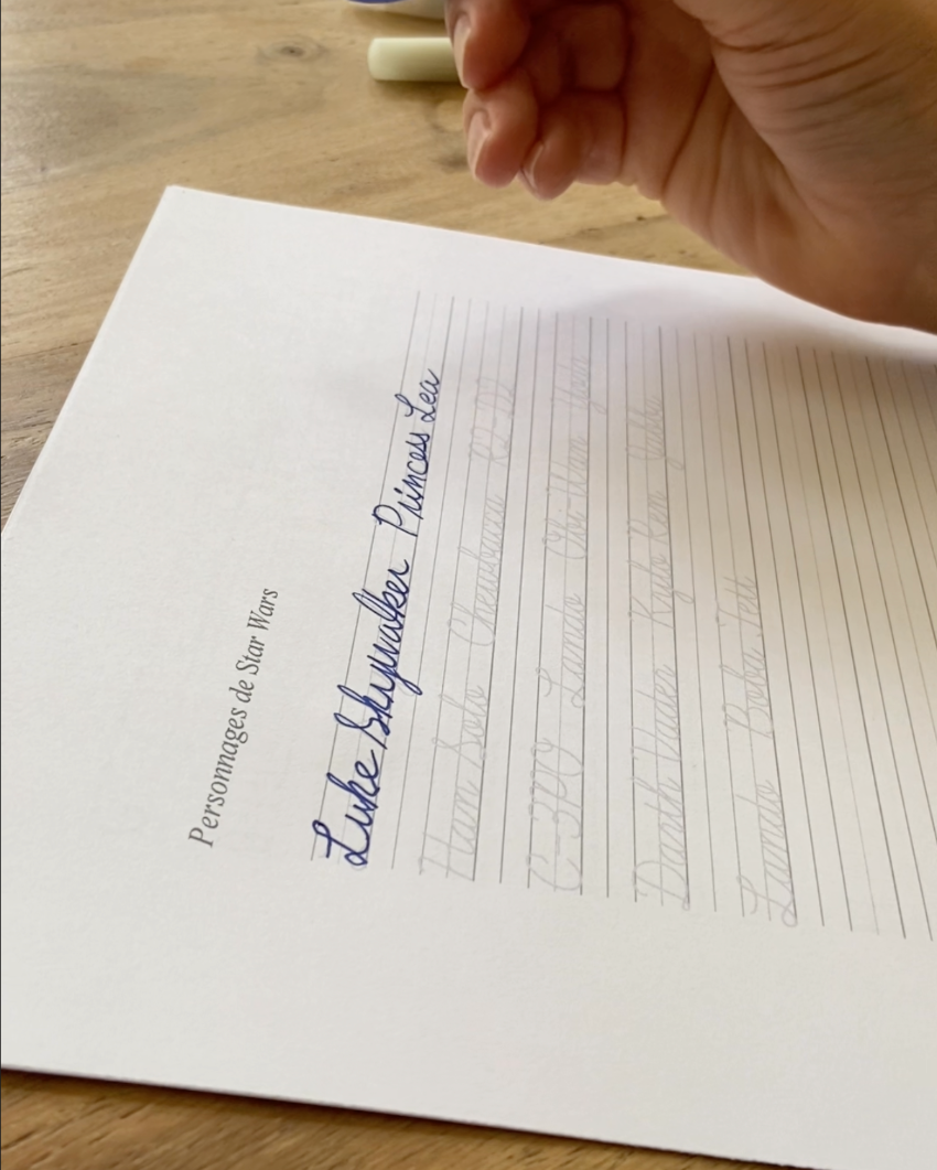 Carnet d'écriture à la main — Force naturelle du Céleri, version PDF à télécharger, Page d'exercice personnages de Star Wars