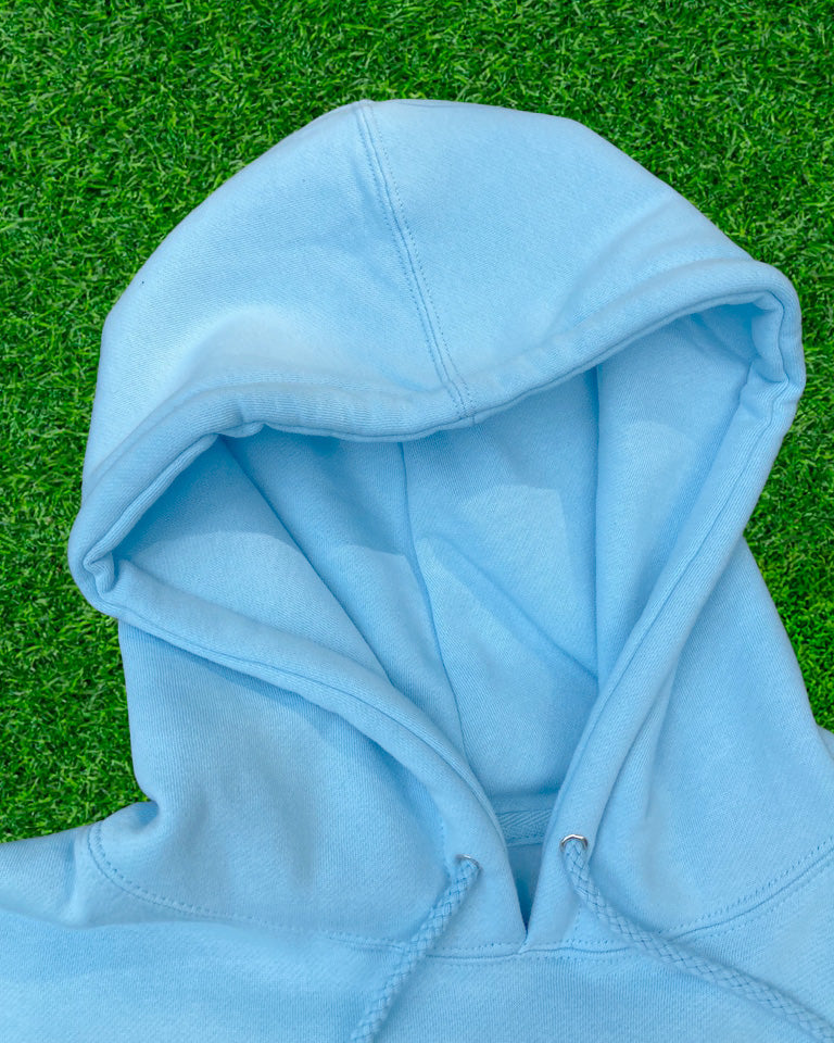 Hoodie de qualité supérieure « Les forces naturelles » — couleur beu ciel — étampe Tomate — capuchon