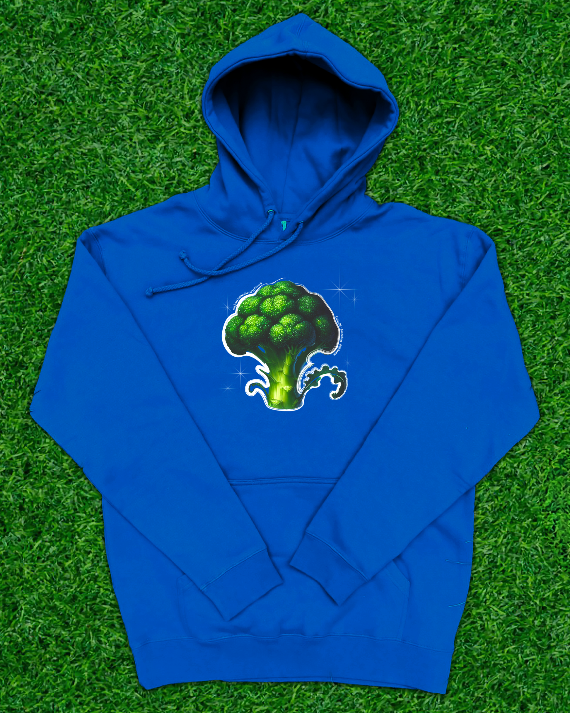 Hoodie de qualité supérieure « Les forces naturelles » — couleur bleu — étampe Brocoli 