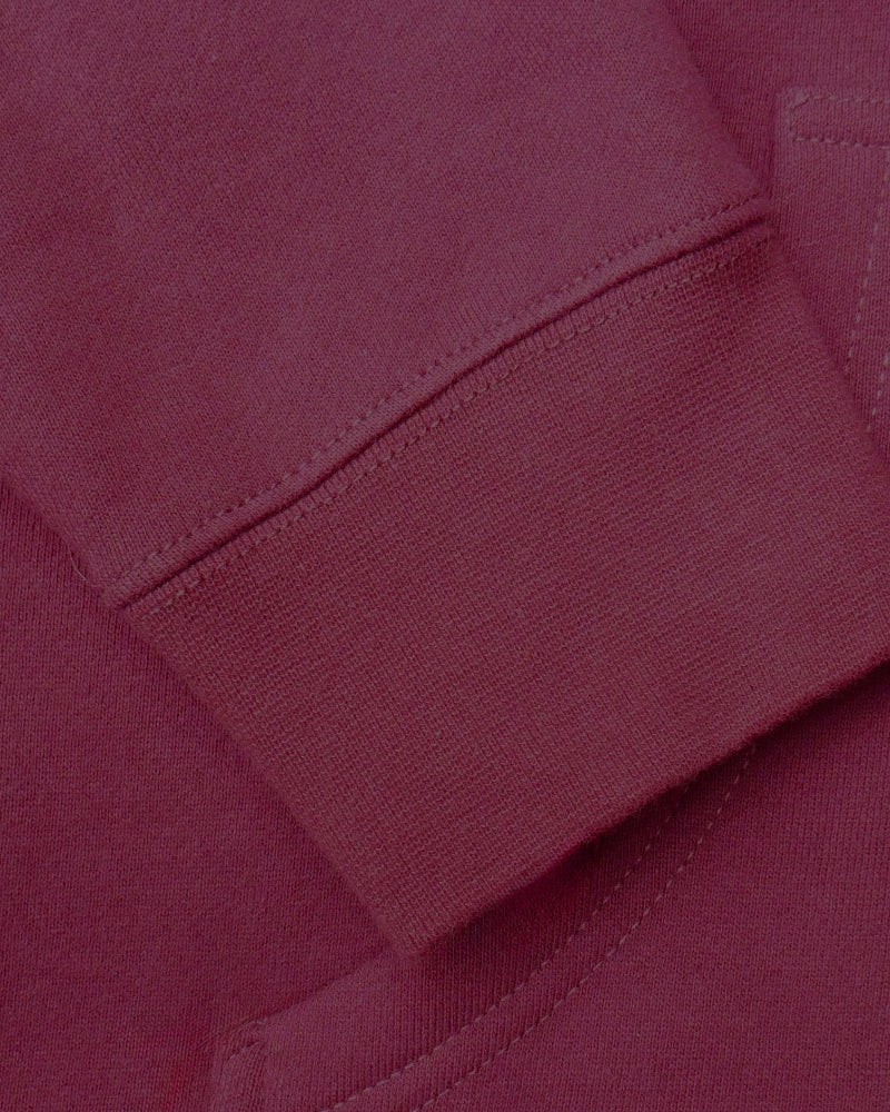 Hoodie de qualité supérieure « Les forces naturelles » — couleur bordeaux — étampe Betterave — détail de la manche